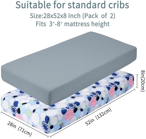 GUNTAIL Baby Crib Sheets for Boys Girls, 2 Pack Fitted Crib Sheet for Standard - Image 4