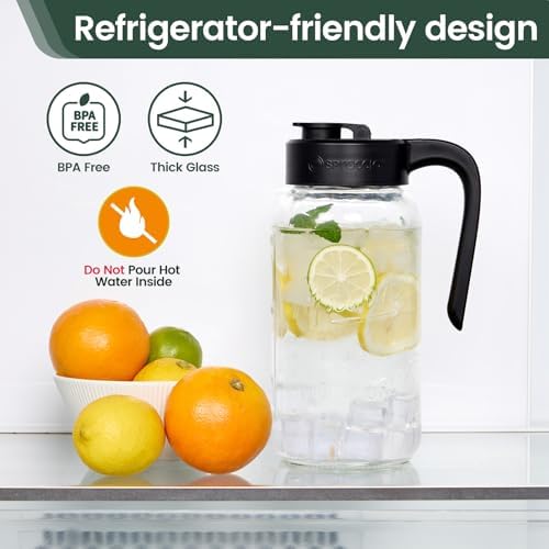 Mason Jar Pitcher, 64 oz, Glass Pitcher - Image 5