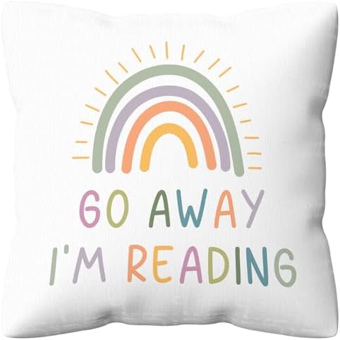 kdqua Boho Classroom Rainbow Reading Pillow Cover 18x18, Book Lovers Reader by kdqua