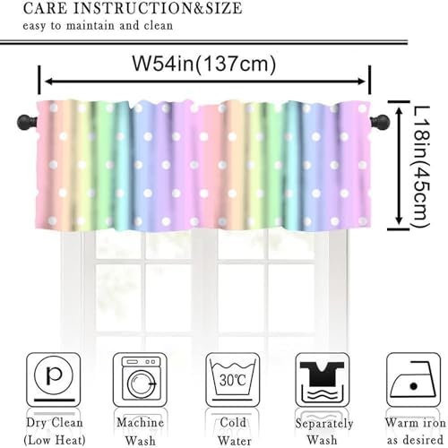 Colorful Rainbow Window Valance, Cartoon Cute Pastel Stripes Polka Dots Print - Image 5