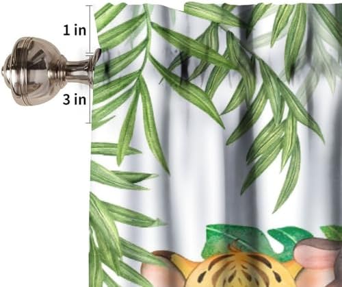Jungle Animals Valance Curtains Forest Tropical Leaf Green Print Window - Image 3