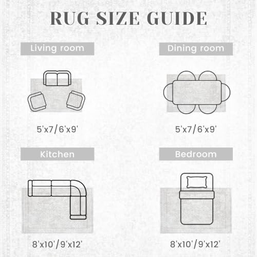 9x12 Area Rugs for Living Room: Washable Large Vintage Floral Rug Low Pile - Image 6