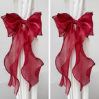 2 Pack French Silky Bow Curtain Tiebacks, Elegant Lace Ribbon - Image 5