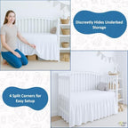Cottington Lane White Crib Skirt Dust Ruffle 14" Drop, Fits 28" x 52" - Image 4