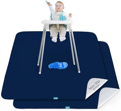 Splat Mat 2 Pack for Under High Chair Waterproof Splash Mat 42''×46'' by Bilobanbabybedding