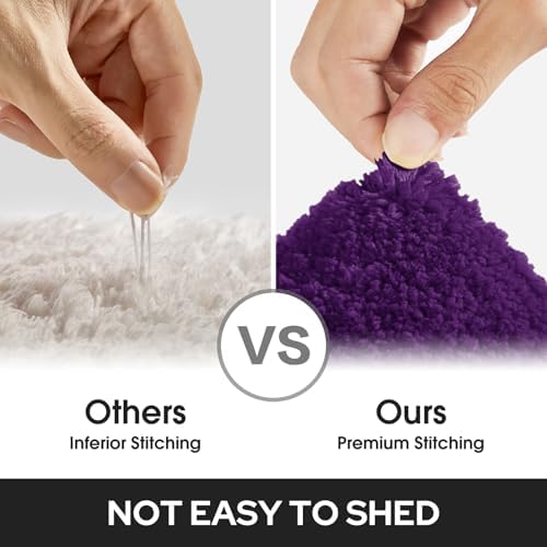 HOMEIDEAS Bathroom Rugs Sets 2 Piece, Super Soft Non Slip Bath Mat Purple - Image 6