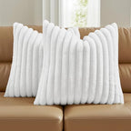 FUTEI Pack of 2 Faux Fur Throw Pillow Covers 22x22 Inch by FUTEI