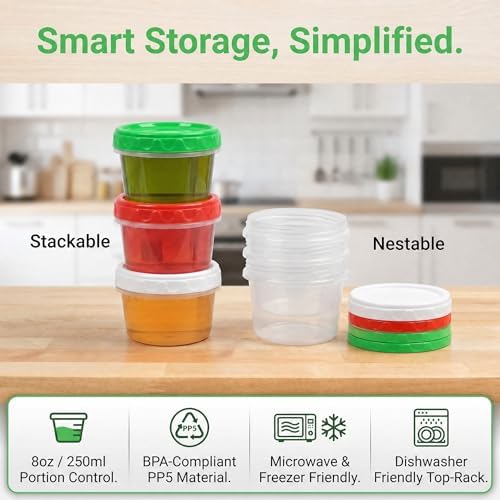 EONJOE 8oz Small Plastic Freezer Food Containers - Image 5