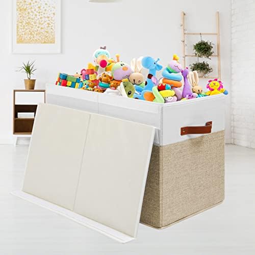 Large Toy Storage Box with Lid, Toy Chest Bin Boxes Basket with Dividers - Image 4