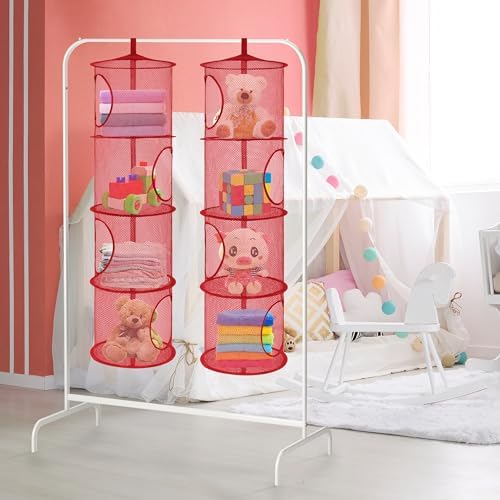 2Pcs Hanging Stuffed Animal Storage Hammock 4 Tiers - Image 5