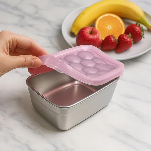 Tanjiae 3-Pack Stainless Steel Snack Containers - 550ml Leakproof Colorful Lids - Image 2