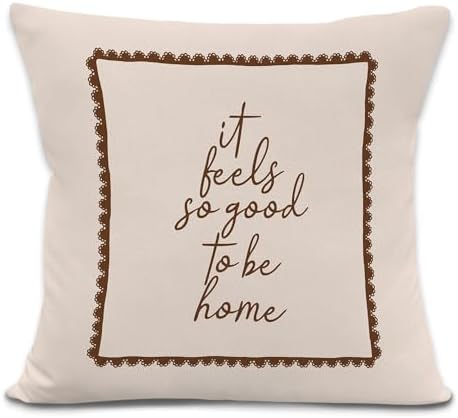 Cozy Neutral Farmhouse Throw Pillow Covers, It Feels So Good to Be Home by LRyeisahh