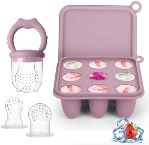 Baby Fruit Food Feeder Breastmilk Popsicle Molds, Silicone Food Freezer Tray by Lovbaby