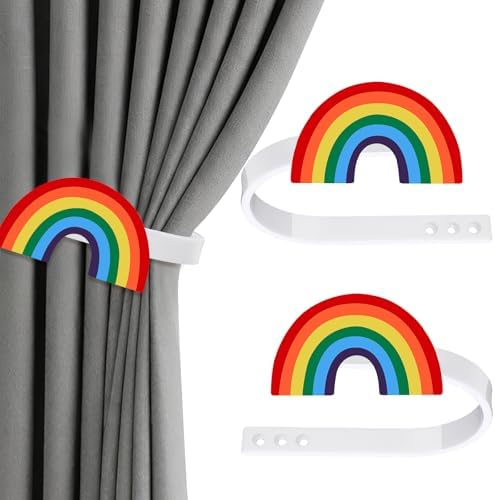Briwooody 2 Pcs Rainbow Curtain Tiebacks Acrylic Curtain Holdbacks by Briwooody
