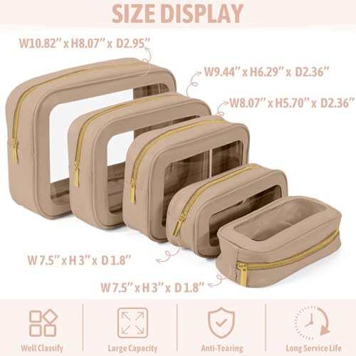 YOPCDJ 5PCS Diaper Bag Organizer Pouch Set, TSA Approved Toiletry Bag，Clear - Image 3