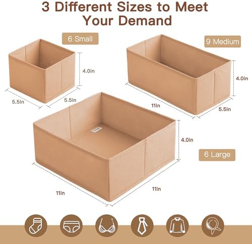 Criusia Drawer Organizer Clothes, 21 Pack Dresser Organizer - Image 2