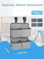 Hanging Diaper Organizer for Crib/Playpen/Bassinet/Playard – Hold 80+ Diapers - Image 4