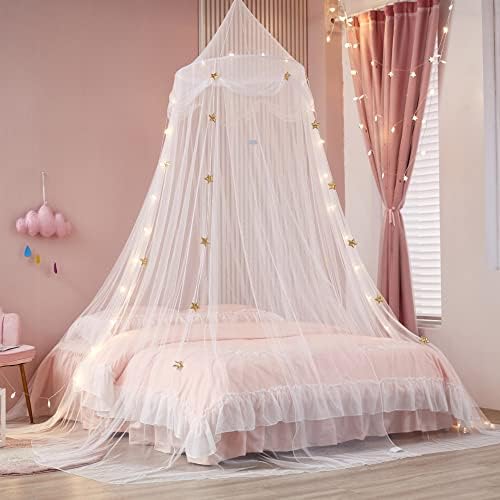 Bed Canopy with Lights for Girls, Extra Large Dome Mosquito Net Reading Nook - Image 2