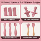 Silicone Baby Feeding Set 14 Pcs, Baby Led Weaning Set, Deep Red - Image 6