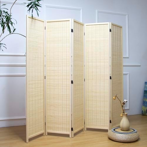 Furnnylane 5 Panel Bamboo Room Divider – 5.6 ft Tall Folding Privacy Screen - Image 3