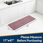 Chenille Bathroom Runner Rug 17"x47" Dusty Rose, Plush Bath Mat - Image 2
