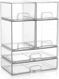 Clear Stackable Storage Drawers: Acrylic Organizer Bins 6 Pack by Saccik