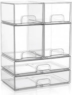 Clear Stackable Storage Drawers: Acrylic Organizer Bins 6 Pack by Saccik