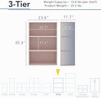 Homes: Inside + Out Apexa 3-Tier Cube Storage Organizer Shelves, Stackable Wood - Image 3
