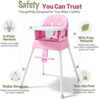 5 in 1 Foldable Baby High Chair, Convertible Highchair - Image 4