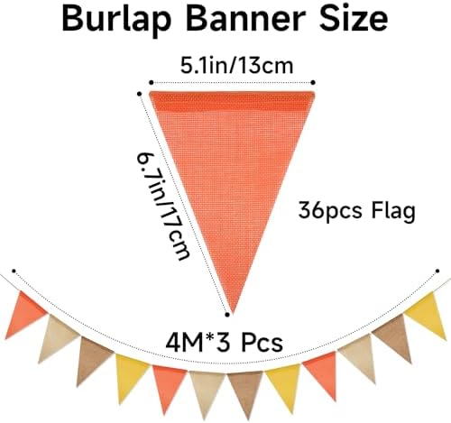 G2PLUS Fall Banner, Pennant Banner Orange Triangle Flag Bunting 36PCS - Image 2