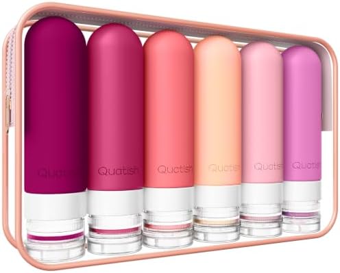 Quatish Travel Bottles for Toiletries 6 Pack, Original Patented Leakproof 3 oz by Quatish