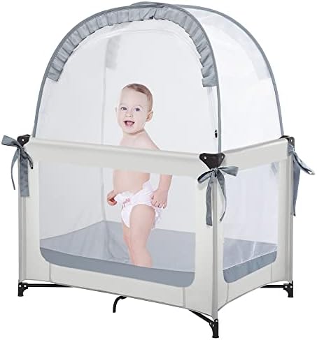 L RUNNZER Pack N Play Tent, Baby Pop Up Crib Tent to Keep Baby in, Crib Net by L+RUNNZER