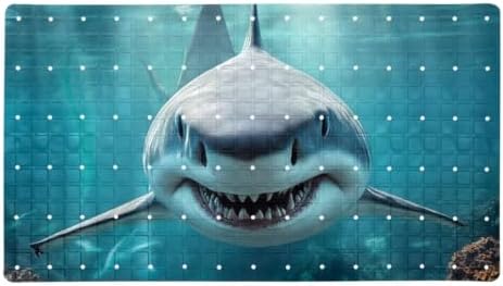 Bathtub Mat Non Slip 26.8x15.1In, 3D Shark Bath Mat by Anna+Cowper