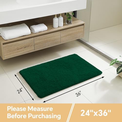 Polyester Bathroom Rug 24"x36" Verdant Green, Non-Slip Bath Mat - Image 2