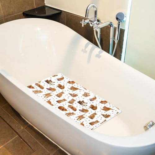 Bathtub Mat Non Slip 26.8x15.1In, Cat Paws Bath Mat - Image 5