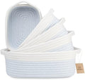 NaturalCozy 5-Piece Rectangle Storage Basket Set- Natural Cotton Rope Woven by NaturalCozy