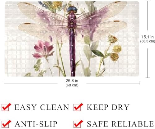 Bath Tub Shower Mat, Washable Bathtub Floor Mats, Suction Cups and Drain Holes - Image 3