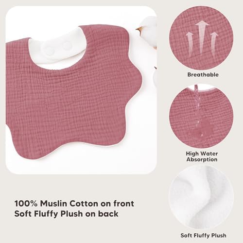 Bearmoss Baby Bibs for Drooling & Teething 8 Pack Muslin Cotton Bibs - Image 6