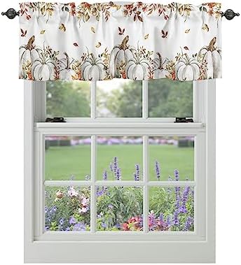 Vandarllin Fall Floral Leaves Kitchen Curtains Valances by VandarllinHomeKitchenDecor