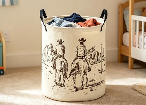 ESSME Kids Laundry Basket, Cow boy Hamper Collapsible Canvas Waterproof Storage - Image 6