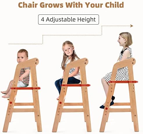 Wooden High Chair for Toddlers, Adjustable Feeding Chair - Image 4