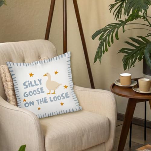 Blue Silly Goose Cute Pillow Cover Toddler Boy Bedroom Decor - Image 5