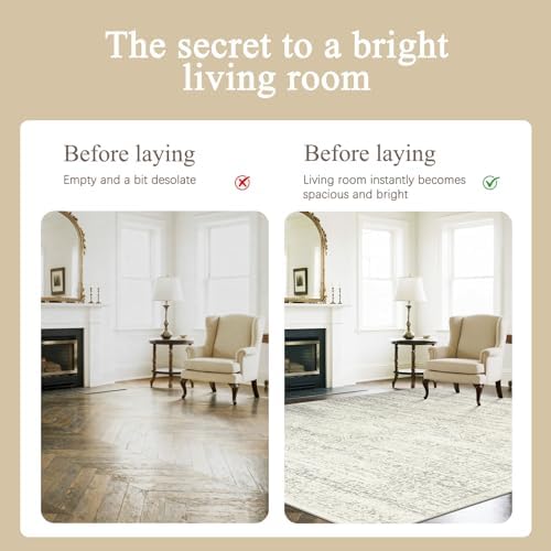 Washable Rugs 8x10 Area Rug for Living Room, Dining Room-Beige Green - Image 3