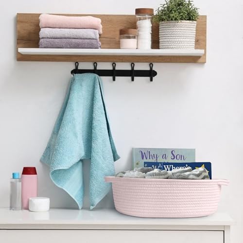 MEGASKET Pink Small Woven Basket, 13” x 9” x 5” Baskets - Image 4