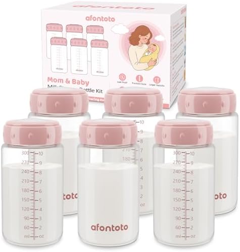 6PCS Breastmilk Storage Bottle, BPA Free Wide-Neck Spectra Bottles by afontoto