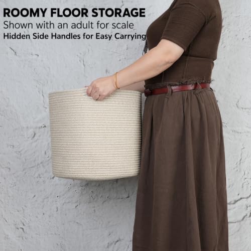 XUANGUO Cotton Rope Basket For Girls Boys Kids 16”X14” - Image 3