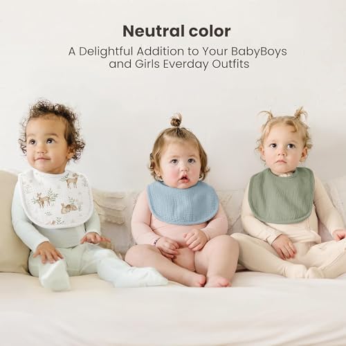 Konssy 8-Pack Muslin Baby Bibs, Adjustable Fit - Image 2