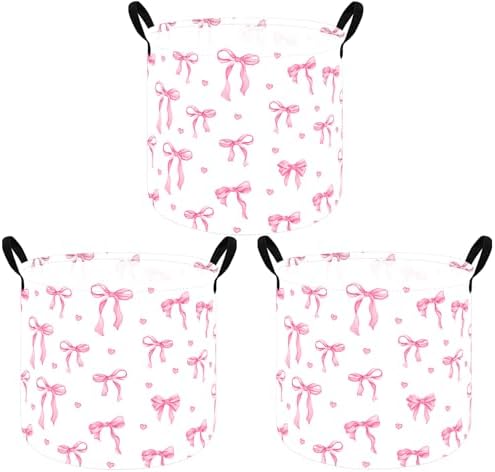 MAIZMZ 3 Pack Pink Bow Storage Basket by MAIZMZ