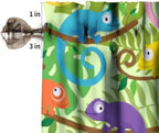 Cartoon Animal Valances Kids Curtains, Cute Colorful Chameleon Printed Rod - Image 3