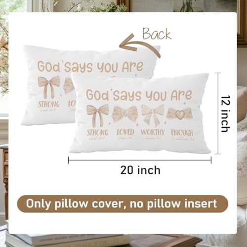 Decorative Beige Bow 12x20 Throw Pillow Cover, Cute Pillowcase - Image 7